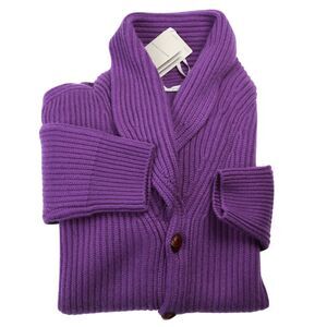 Manrico Purple Cashmere Knit Button Down Cardigan
